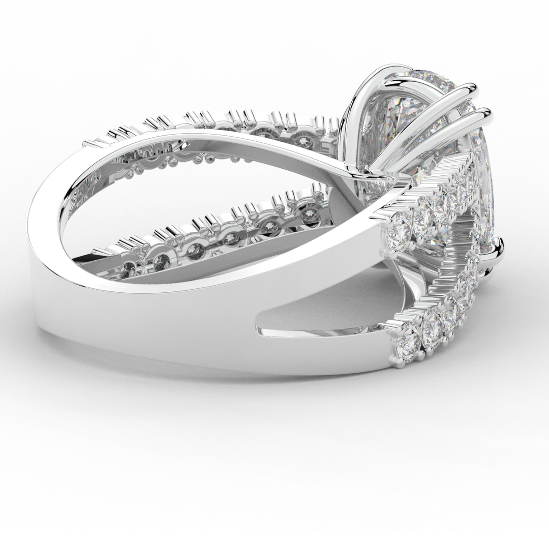 3.75CT.TW CUSHION LAB DIAMOND SPLIT BAND ENGAGEMENT RING - Nazarelle