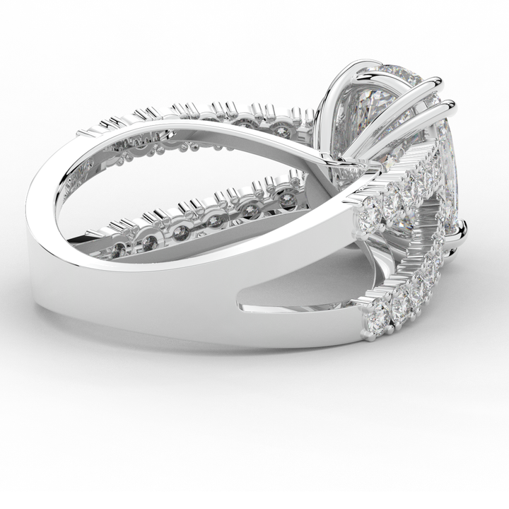 3.75CT.TW CUSHION LAB DIAMOND SPLIT BAND ENGAGEMENT RING - Nazarelle