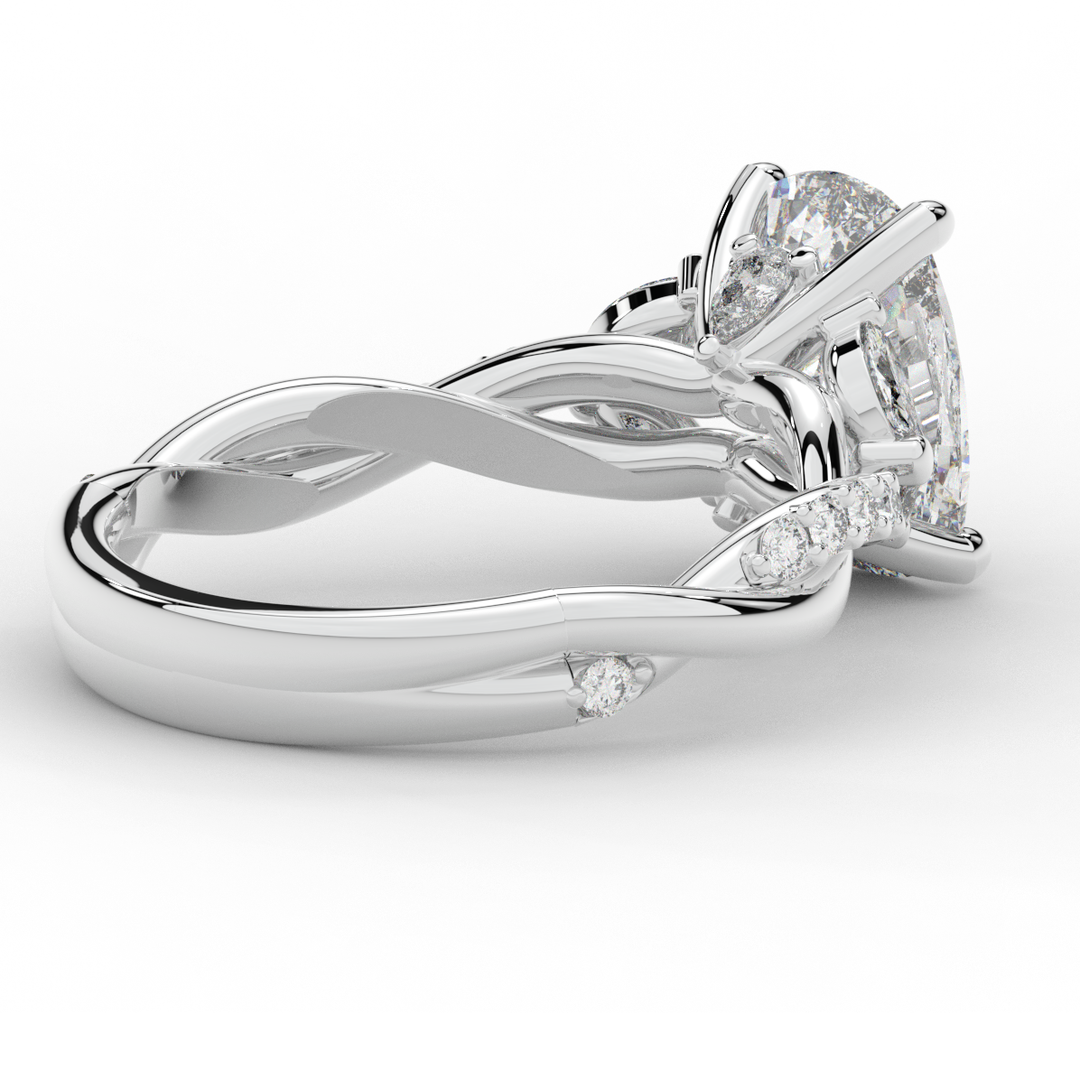 2.40CT.TW CUSHION LAB DIAMOND TWIST BAND ENGAGEMENT RING - Nazarelle