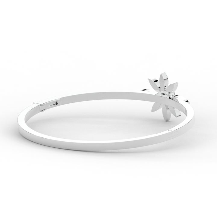 0.40CT.TW ROUND LAB BEZEL AND PRONG SET FLOWER DIAMOND BANGLE - Nazarelle
