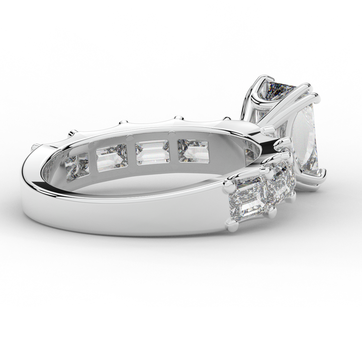 3.75CT.TW RADIANT LAB DIAMOND SOLITAIRE ENGAGEMENT RING - Nazarelle