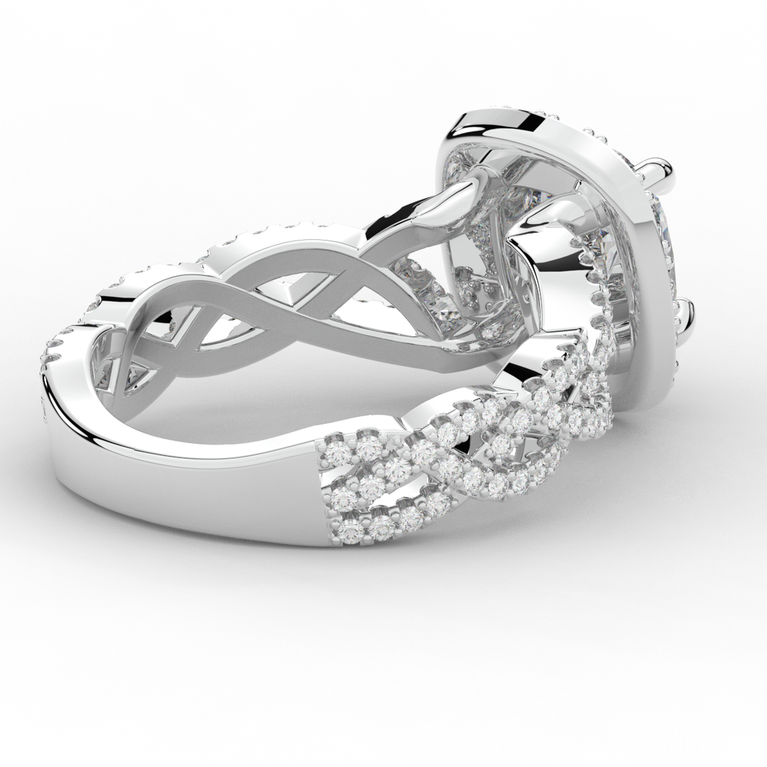 2.70CT.TW CUSHION LAB DIAMOND HALO TRIPLE TWIST ENGAGEMENT RING - Nazarelle