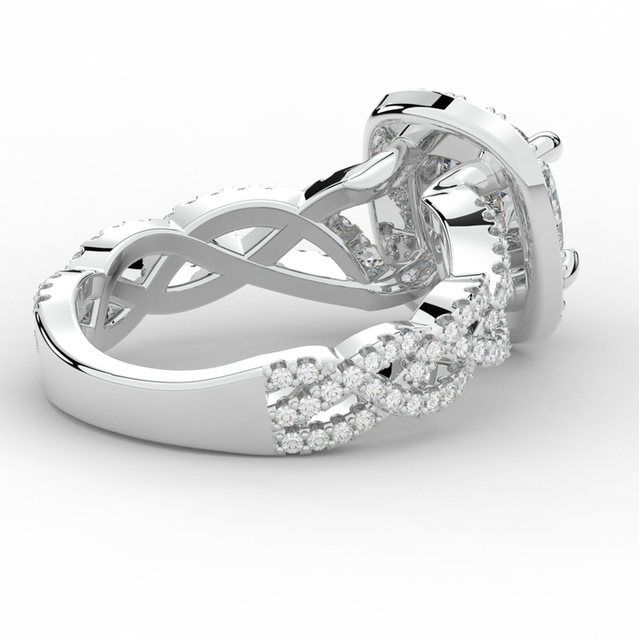 2.70CT.TW CUSHION LAB DIAMOND HALO TRIPLE TWIST ENGAGEMENT RING - Nazarelle
