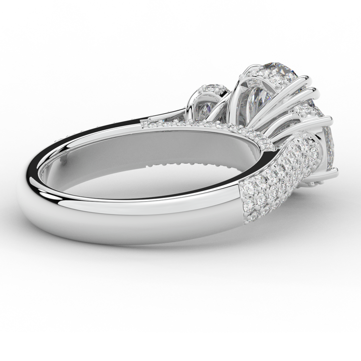 3.70CT.TW OVAL LAB DIAMOND 3 STONE ENGAGEMENT RING - Nazarelle