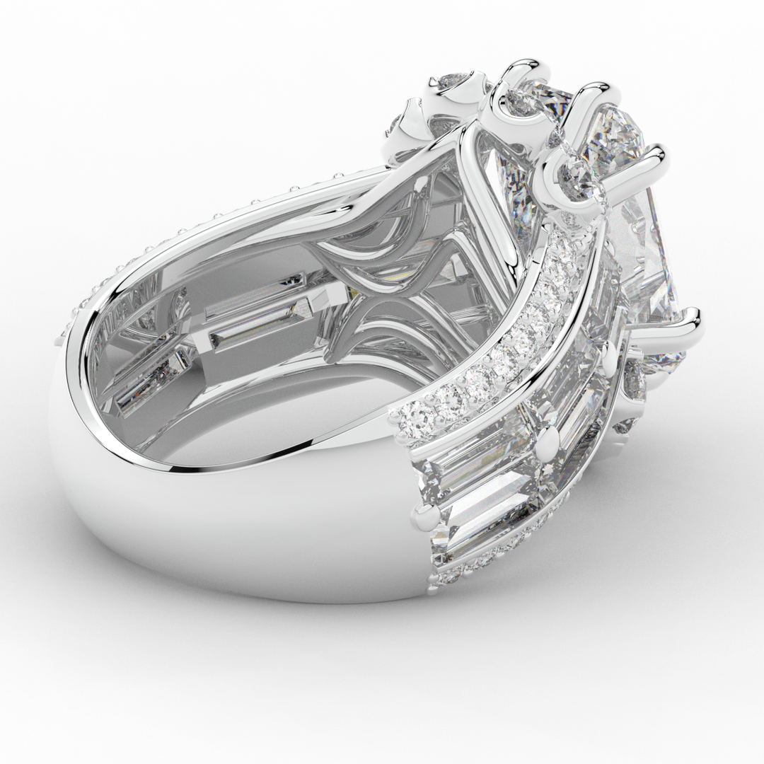 8.25CT.TW RADIANT LAB DIAMOND HALO ENGAGEMENT RING - Nazarelle