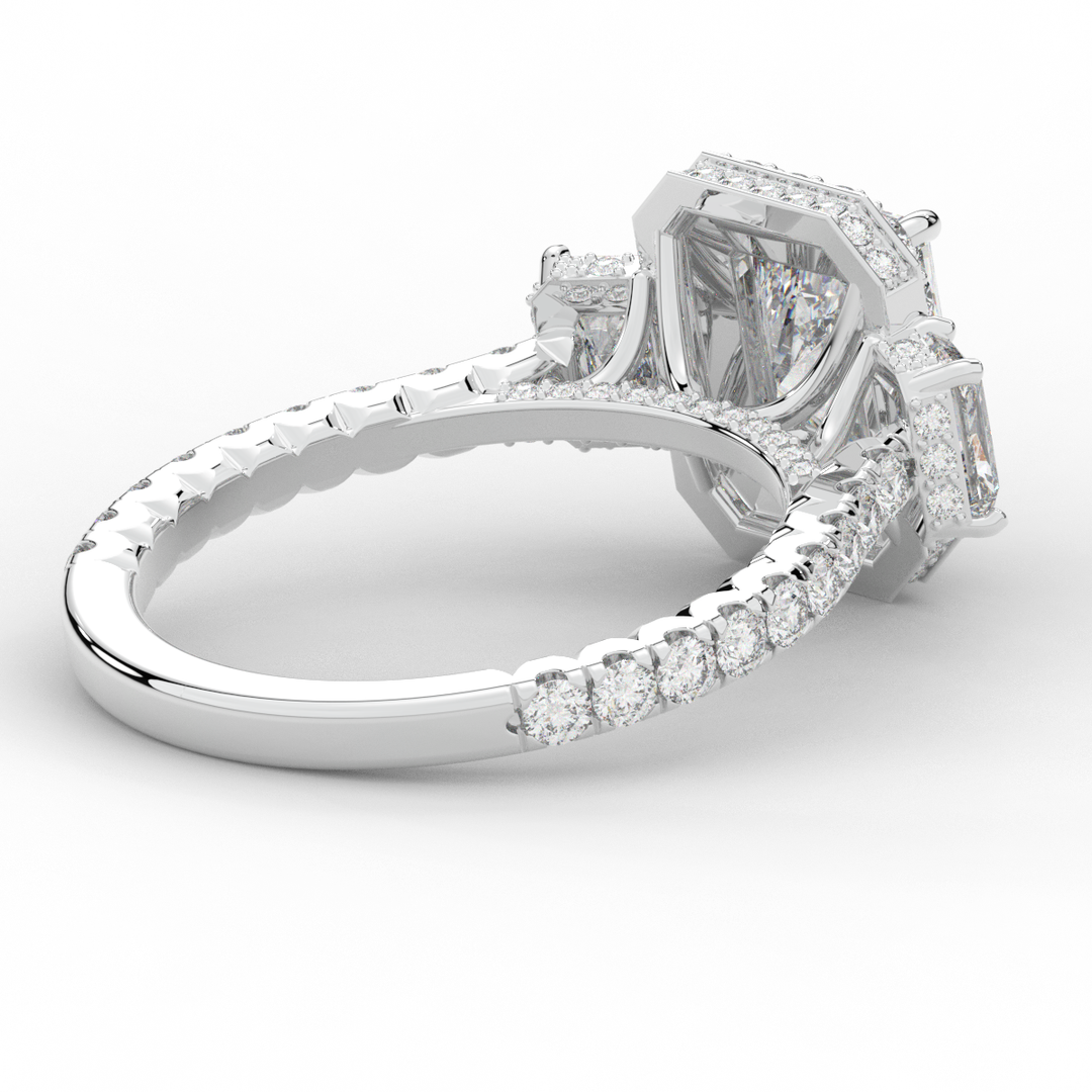 3.20CT.TW RADIANT LAB DIAMOND 3 STONE ENGAGEMENT RING - Nazarelle