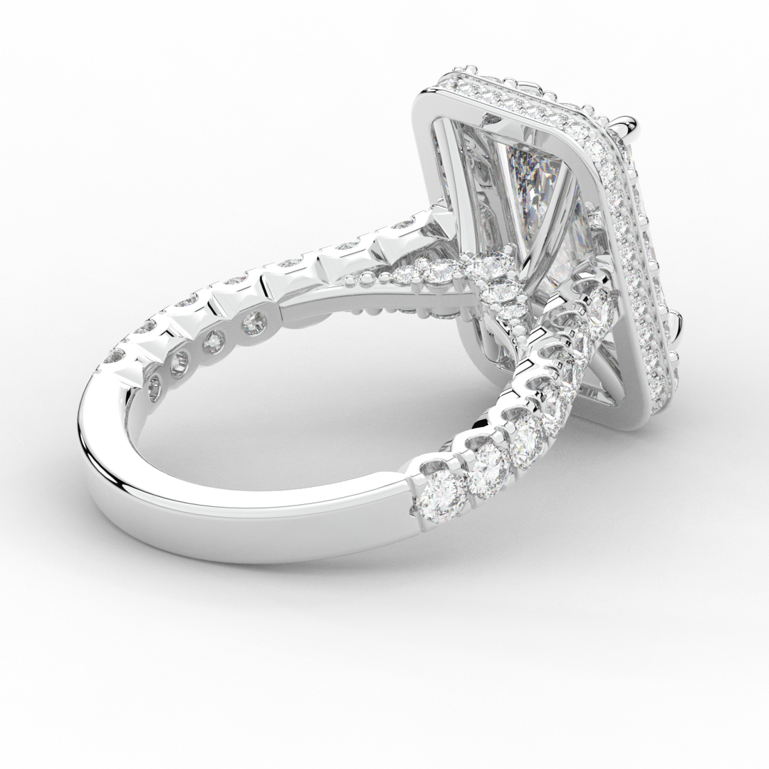 4.50CT.TW RADIANT LAB DIAMOND HALO ENGAGEMENT RING - Nazarelle