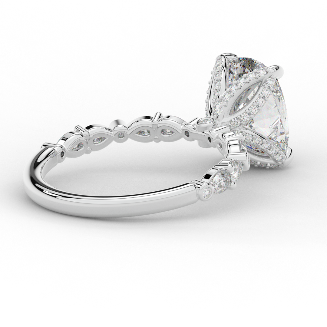 3.60CT.TW CUSHION LAB DIAMOND SOLITAIRE ENGAGEMENT RING - Nazarelle