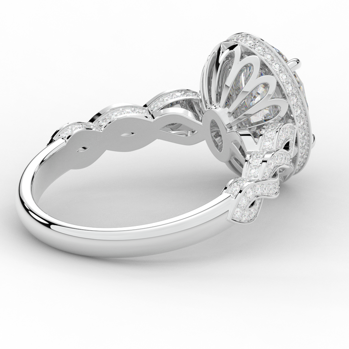 3.10CT.TW OVAL LAB DIAMOND HALO ENGAGEMENT RING - Nazarelle
