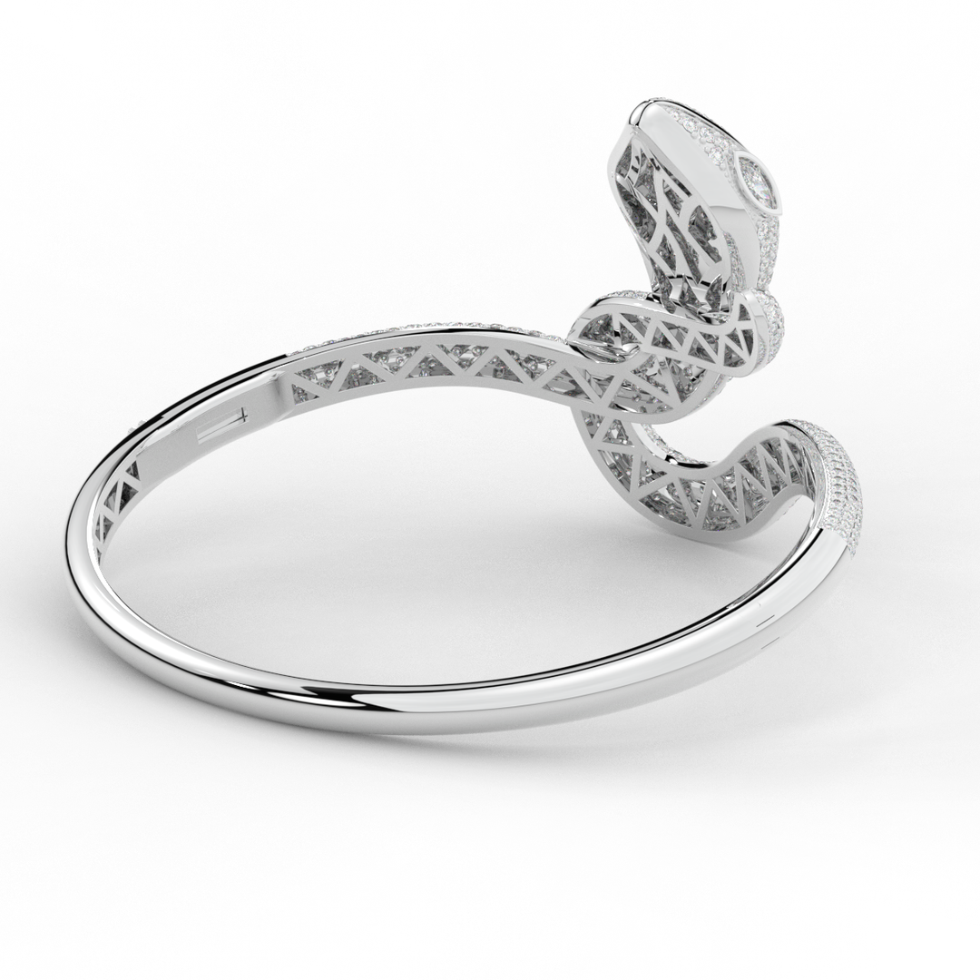4.90CT.TW ROUND AND PEAR LAB DIAMOND SNAKE BANGLE - Nazarelle
