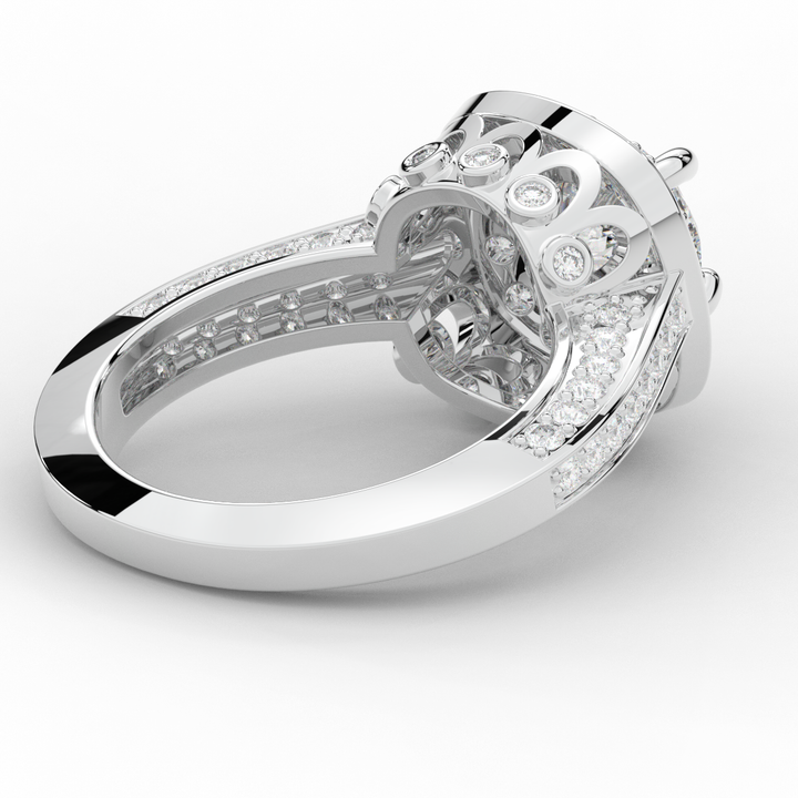 1.50CT.TW ROUND LAB DIAMOND HALO ENGAGEMENT RING - Nazarelle
