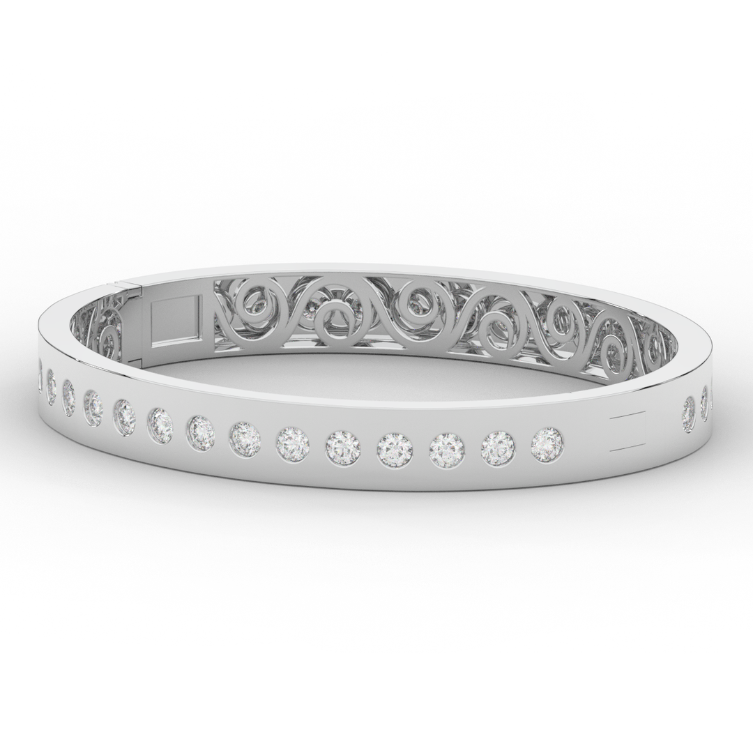 4.50CT.TW ROUND LAB DIAMOND ETERNITY BEZEL SET BANGLE - Nazarelle