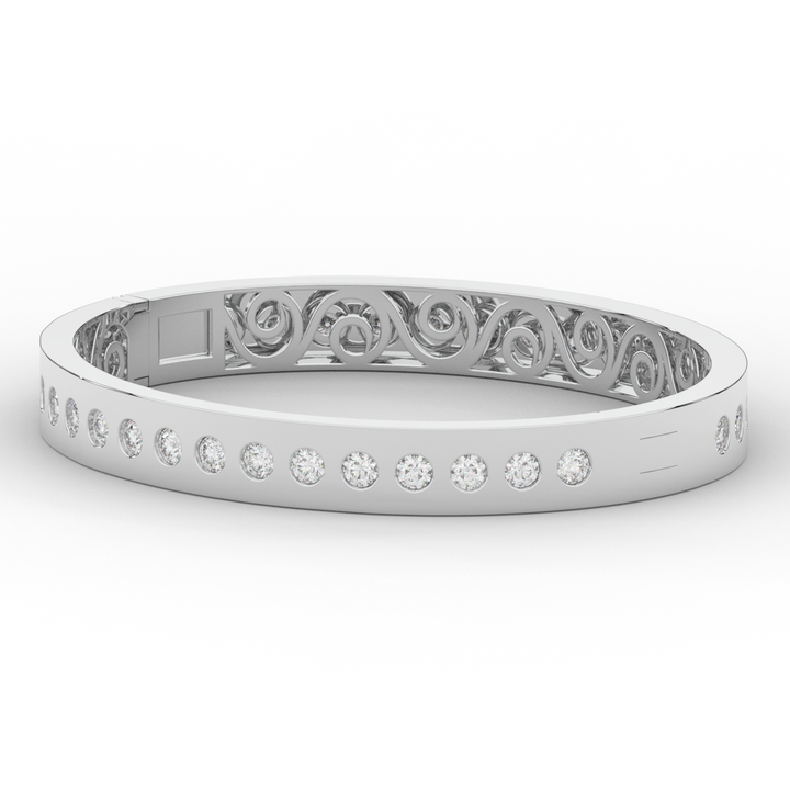 4.50CT.TW ROUND LAB DIAMOND ETERNITY BEZEL SET BANGLE - Nazarelle