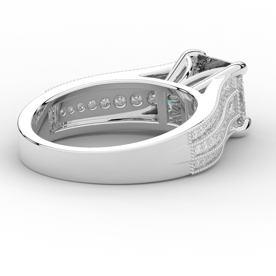 3.55CT.TW PRINCESS LAB DIAMOND ENGAGEMENT RING - Nazarelle