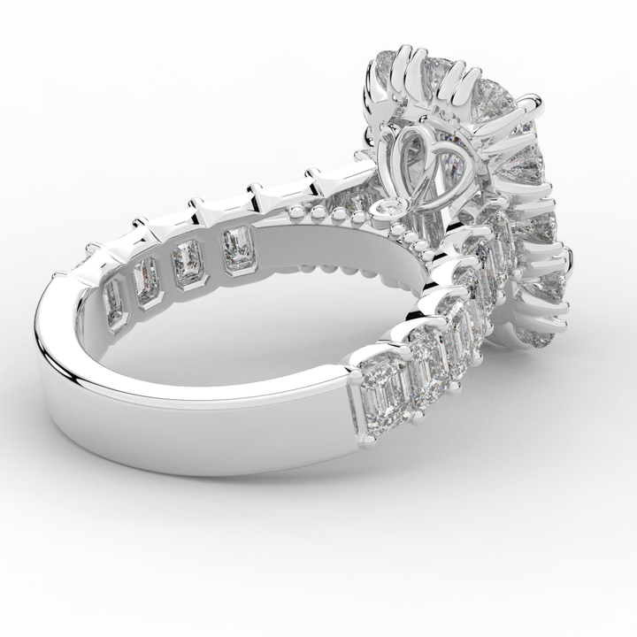 6.00CT.TW RADIANT LAB DIAMOND HALO ENGAGEMENT RING - Nazarelle