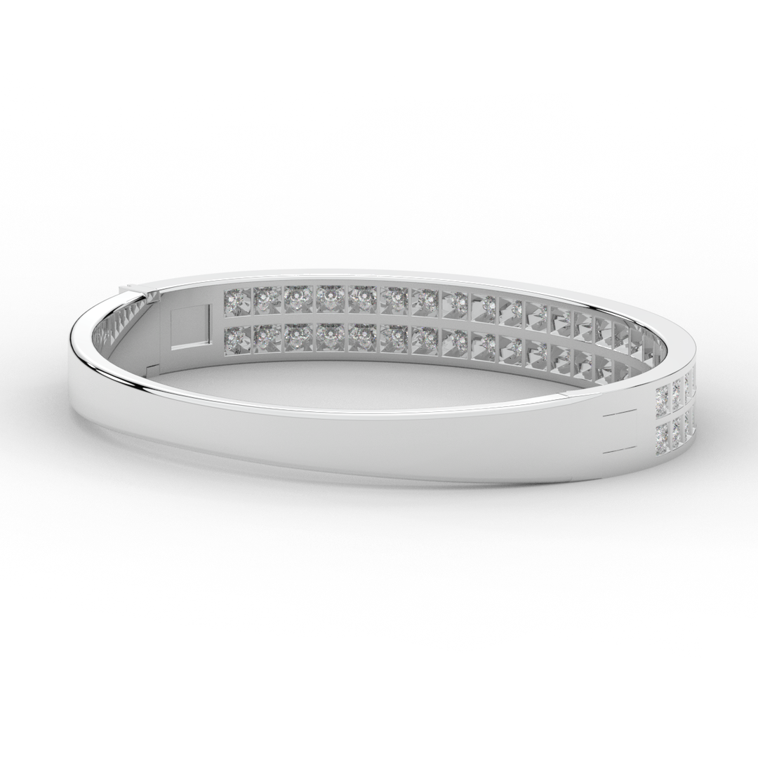 2.00CT.TW ROUND LAB TWO ROW DIAMOND BANGLE - Nazarelle