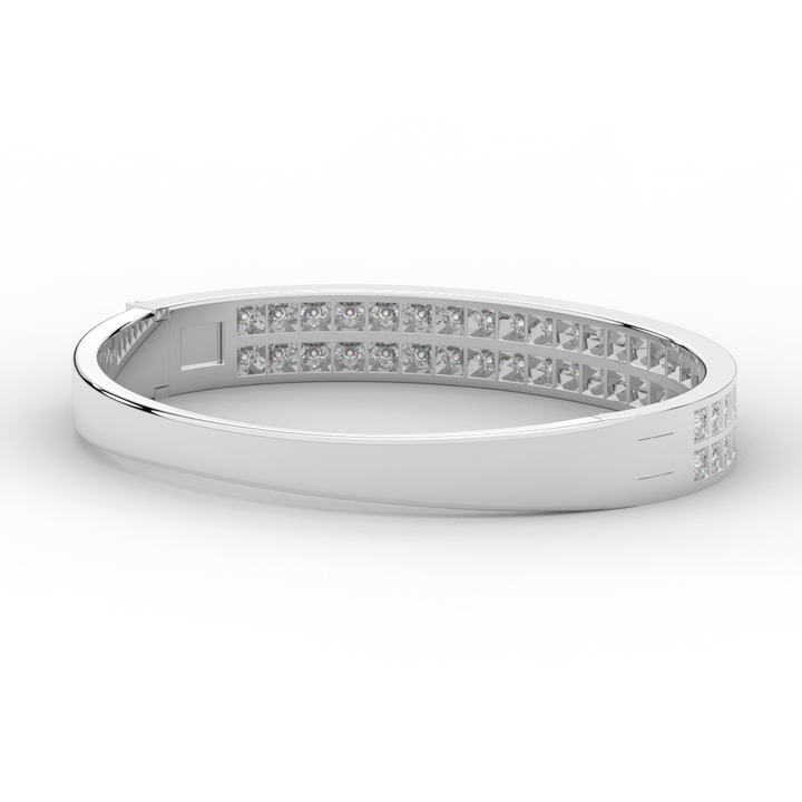 2.00CT.TW ROUND LAB TWO ROW DIAMOND BANGLE - Nazarelle