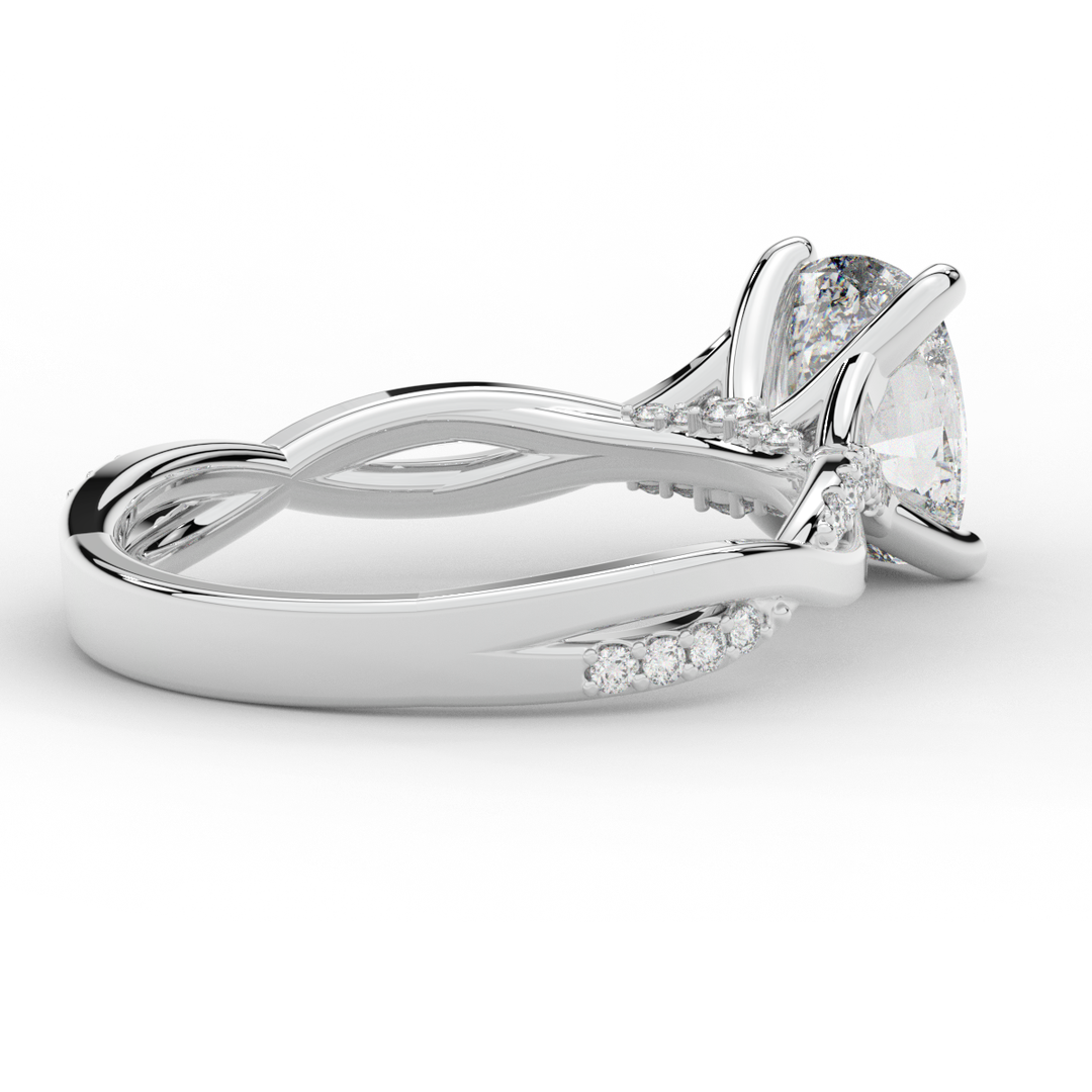 1.70CT.TW CUSHION LAB DIAMOND TWIST BAND ENGAGEMENT RING - Nazarelle