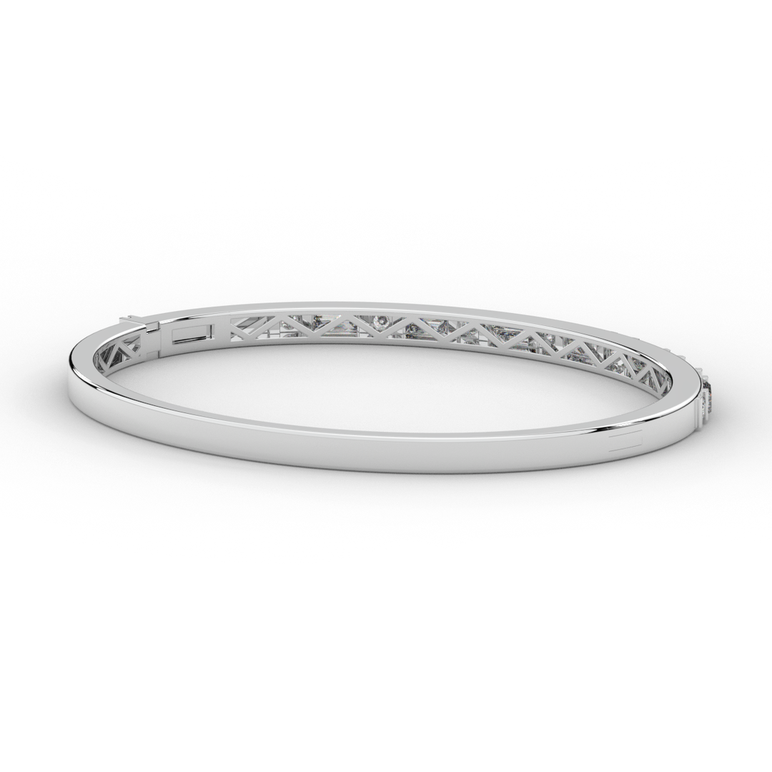 2.75CT.TW ROUND AND EMERALD CUT LAB DIAMOND SHARED PRONG BANGLE - Nazarelle