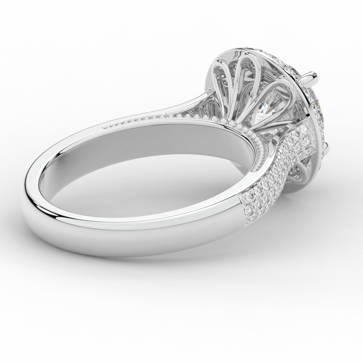 2.45CT.TW ROUND LAB DIAMOND HALO ENGAGEMENT RING - Nazarelle