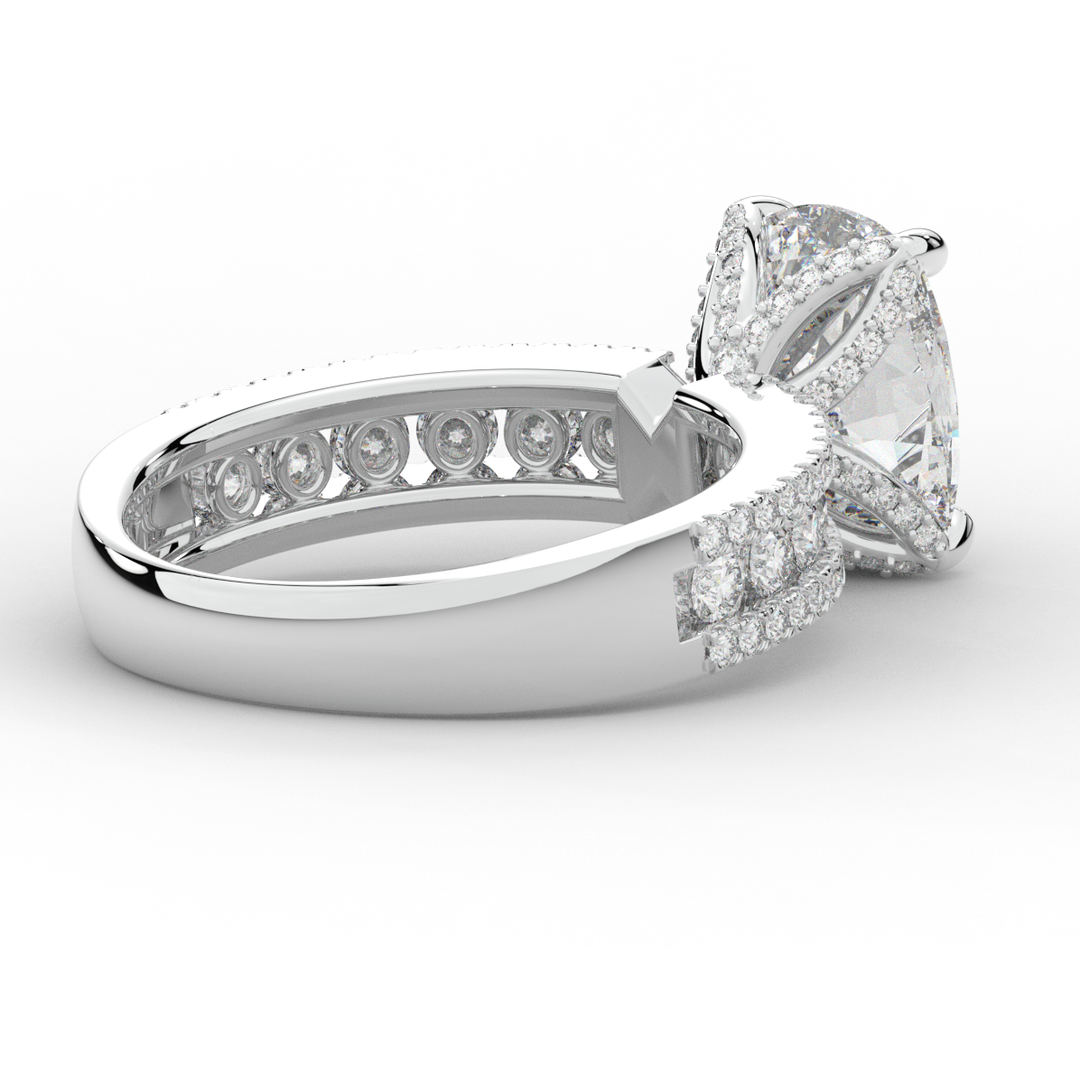 3.95CT.TW CUSHION LAB DIAMOND SOLITAIRE ENGAGEMENT RING - Nazarelle