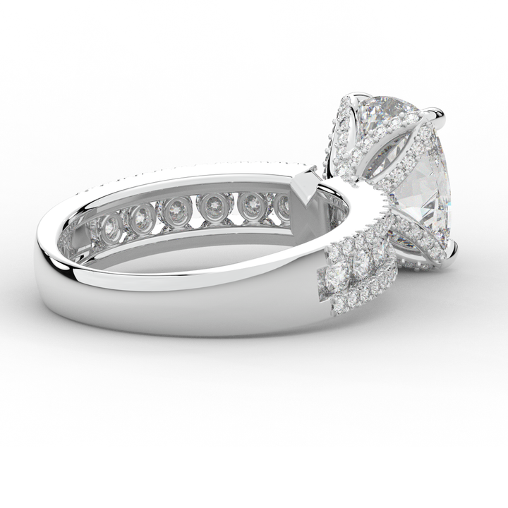3.95CT.TW CUSHION LAB DIAMOND SOLITAIRE ENGAGEMENT RING - Nazarelle