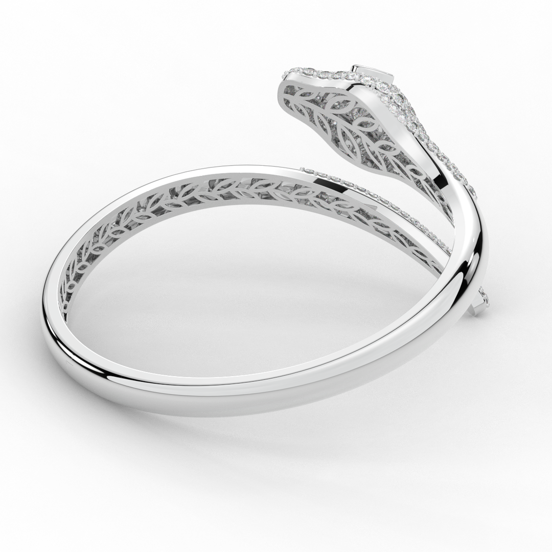 3.75CT.TW ROUND AND PEAR LAB DIAMOND SNAKE BANGLE - Nazarelle