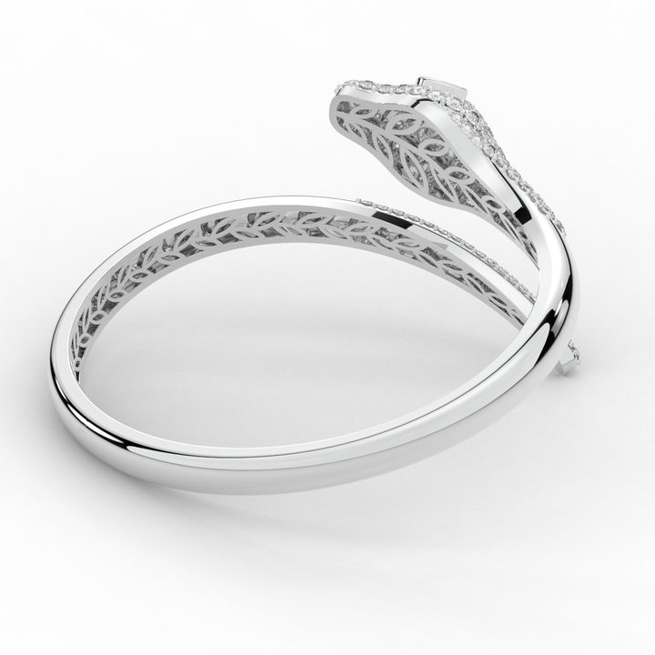 3.75CT.TW ROUND AND PEAR LAB DIAMOND SNAKE BANGLE - Nazarelle