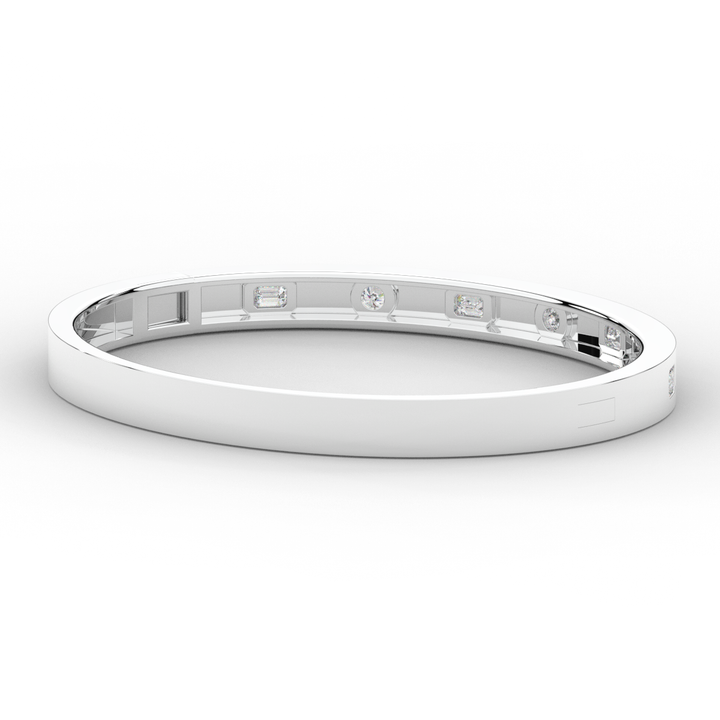 1.00CT.TW ROUND AND EMERALD CUT LAB DIAMOND BEZEL SET BANGLE - Nazarelle