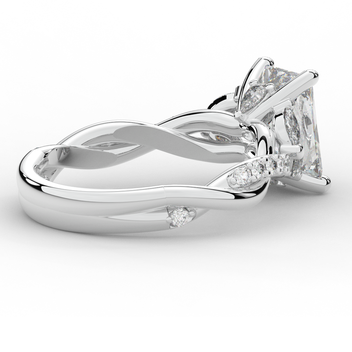 2.40CT.TW RADIANT LAB DIAMOND TWIST BAND ENGAGEMENT RING - Nazarelle