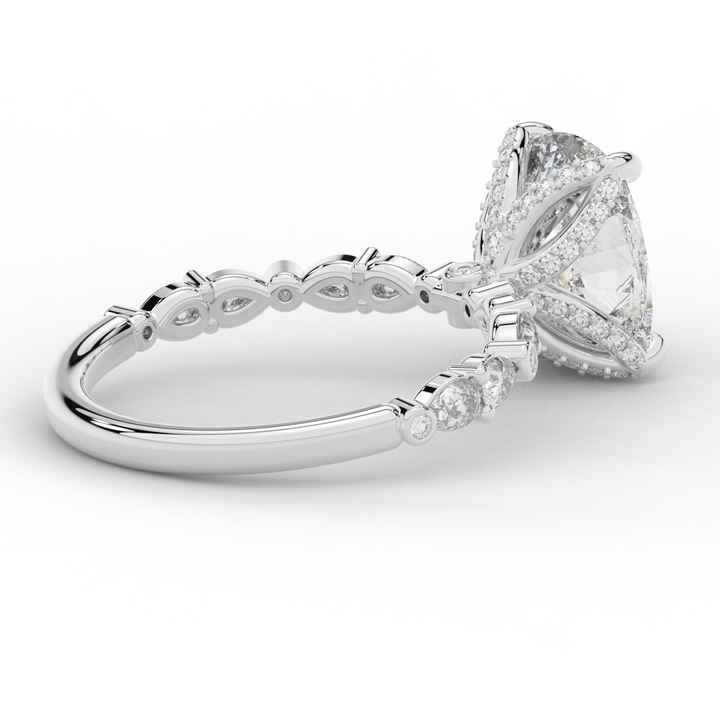 3.60CT.TW CUSHION LAB DIAMOND SOLITAIRE ENGAGEMENT RING - Nazarelle