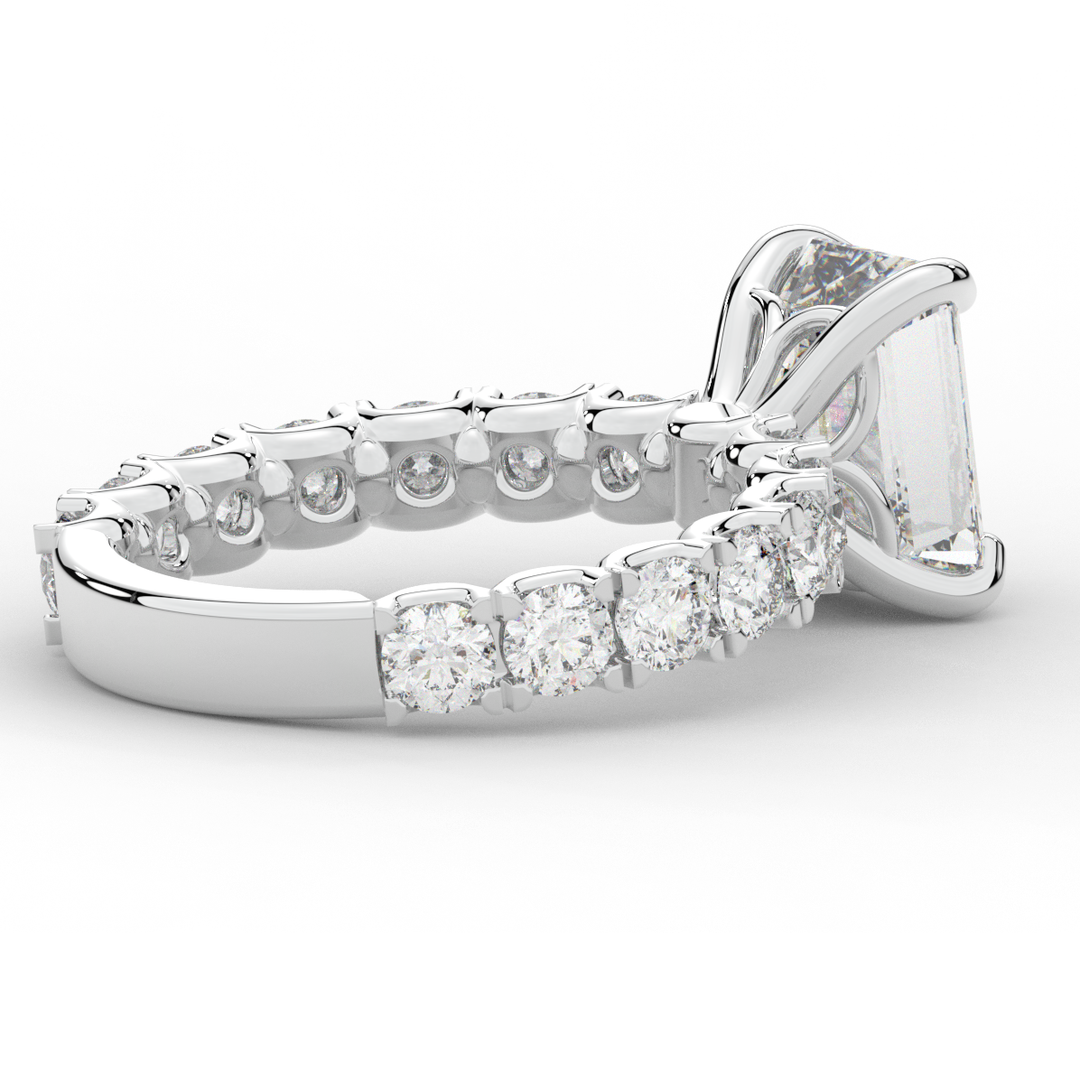 4.35CT.TW EMERALD CUT LAB DIAMOND ENGAGEMENT RING - Nazarelle