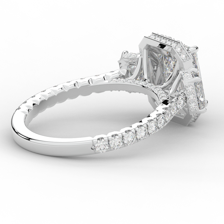 3.20CT.TW RADIANT LAB DIAMOND 3 STONE ENGAGEMENT RING - Nazarelle