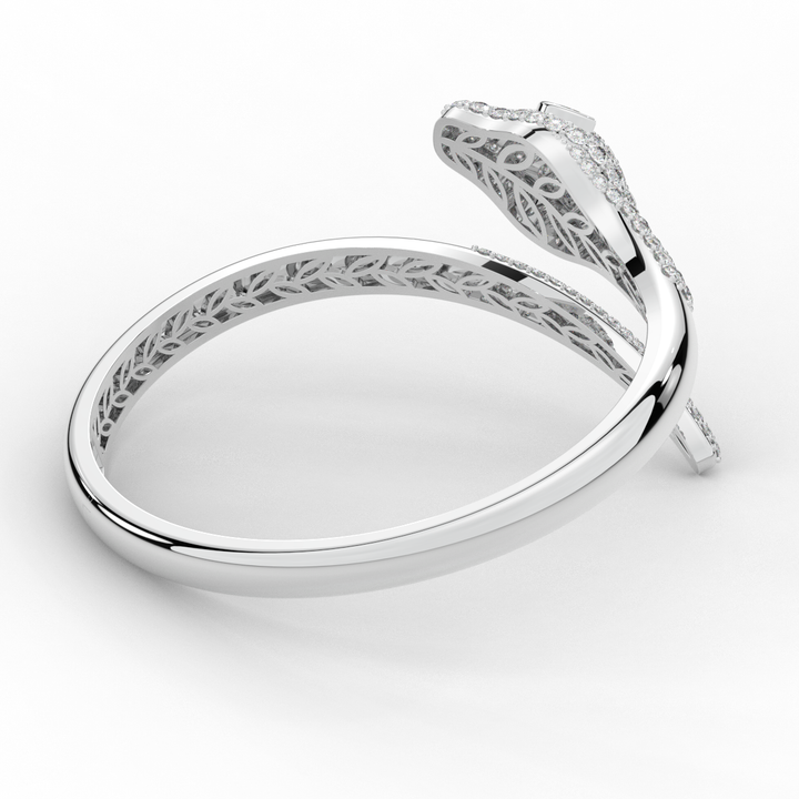 3.75CT.TW ROUND AND PEAR LAB DIAMOND SNAKE BANGLE - Nazarelle