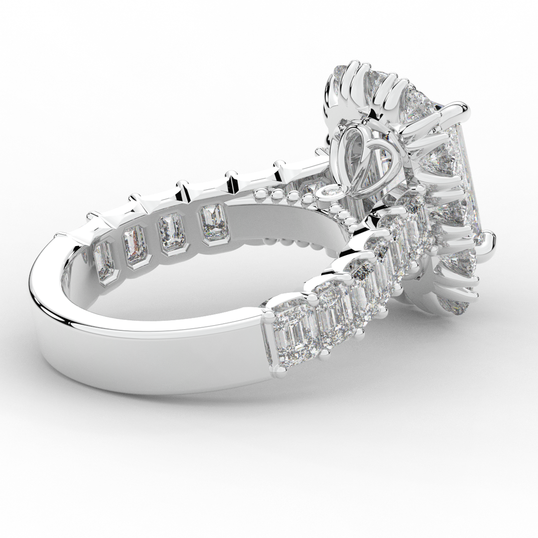 6.00CT.TW EMERALD CUT LAB DIAMOND HALO ENGAGEMENT RING - Nazarelle