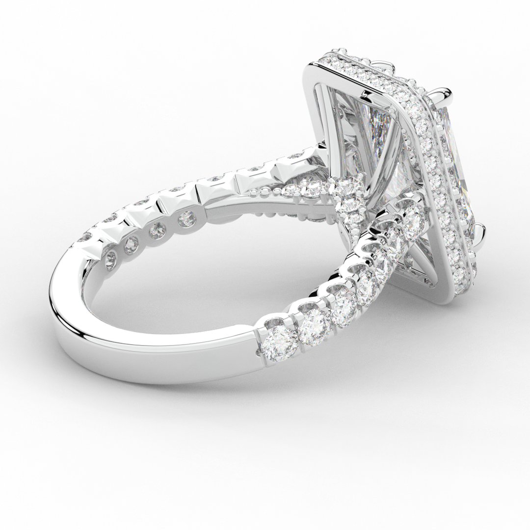 4.50CT.TW RADIANT LAB DIAMOND HALO ENGAGEMENT RING - Nazarelle