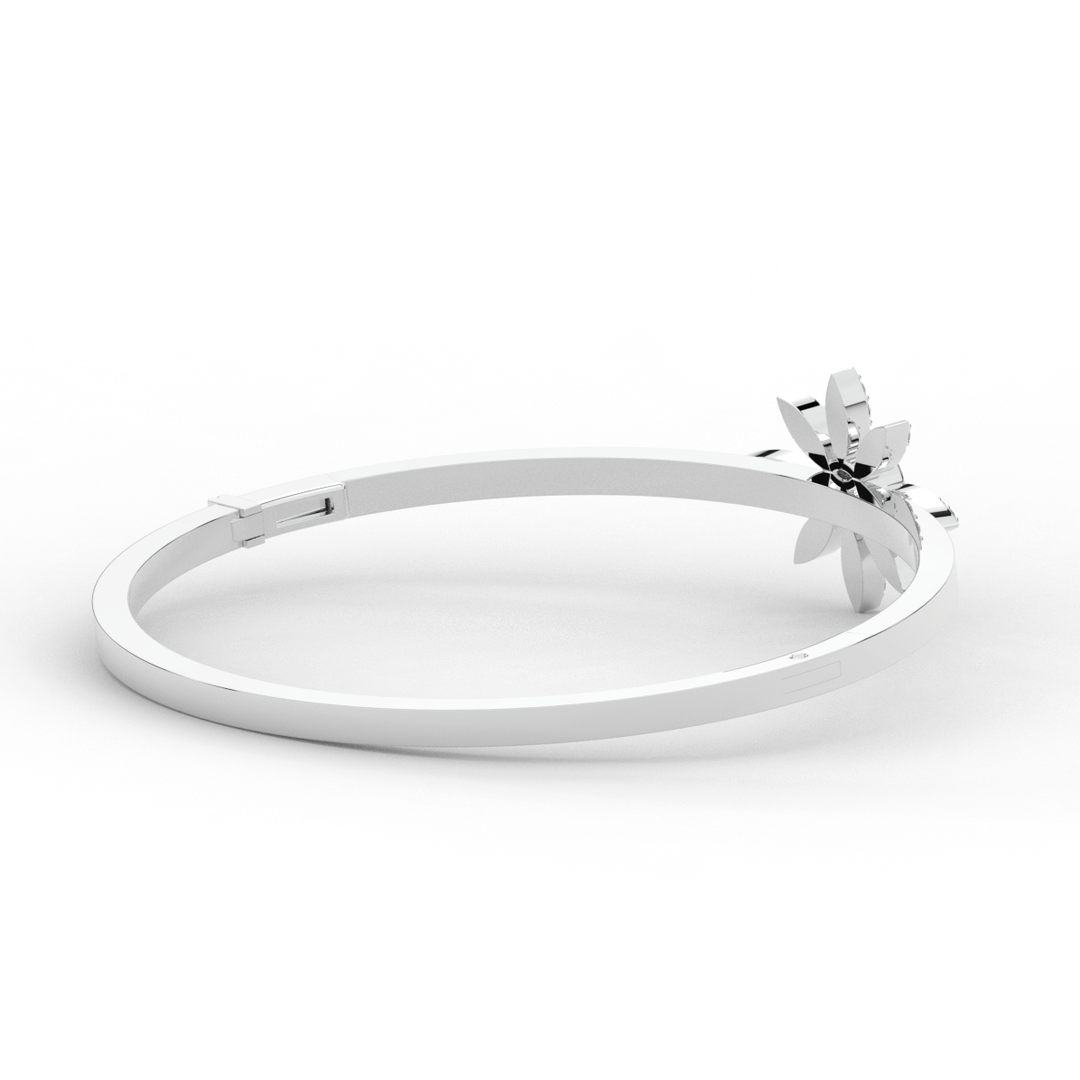 0.40CT.TW ROUND LAB BEZEL AND PRONG SET FLOWER DIAMOND BANGLE - Nazarelle