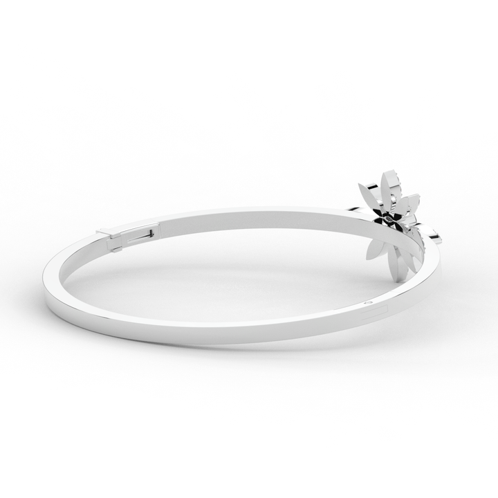 0.40CT.TW ROUND LAB BEZEL AND PRONG SET FLOWER DIAMOND BANGLE - Nazarelle