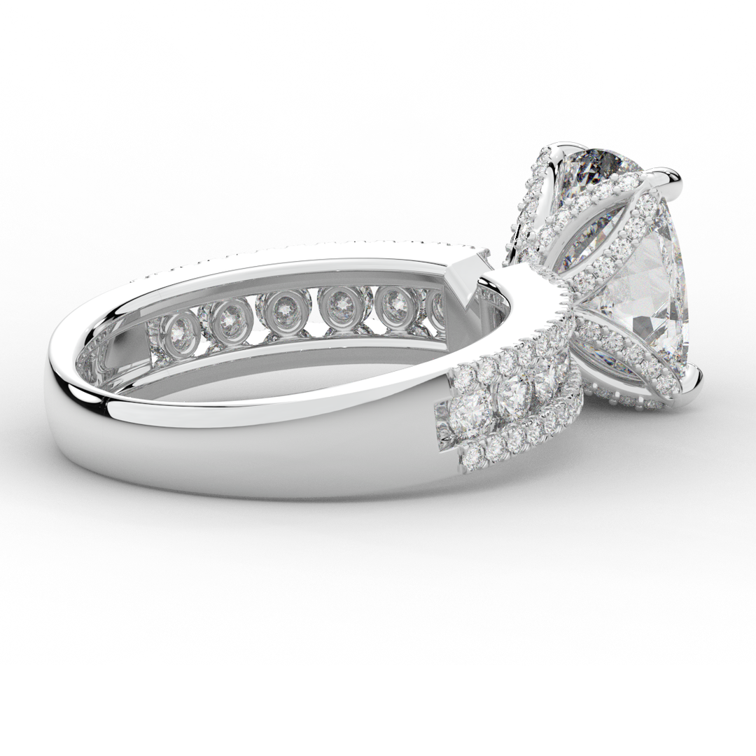 3.95CT.TW CUSHION LAB DIAMOND SOLITAIRE ENGAGEMENT RING - Nazarelle