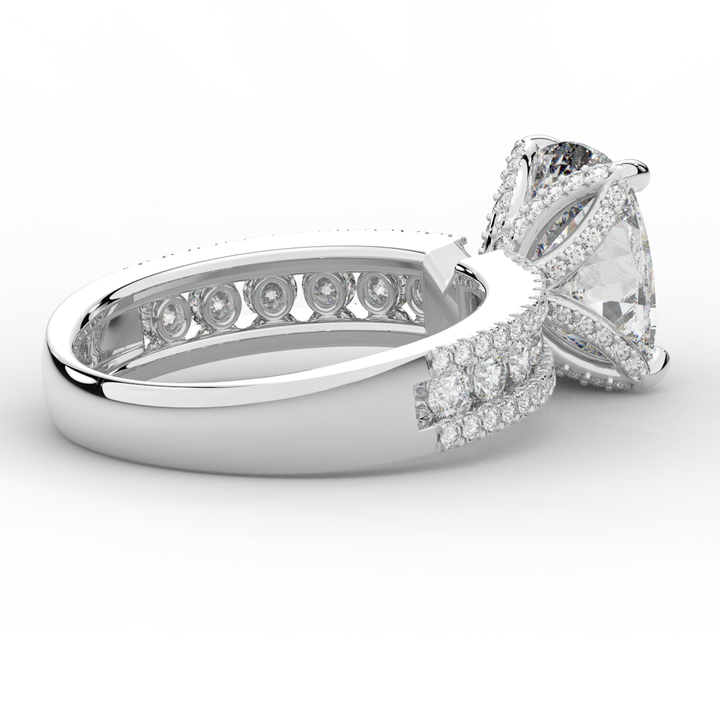 3.95CT.TW CUSHION LAB DIAMOND SOLITAIRE ENGAGEMENT RING - Nazarelle