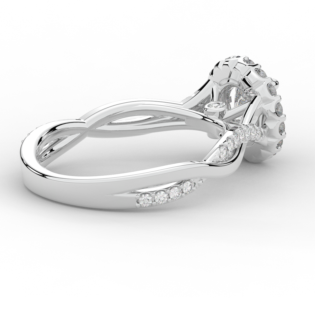 1.35CT.TW ROUND LAB DIAMOND HALO TWIST BAND ENGAGEMENT RING - Nazarelle