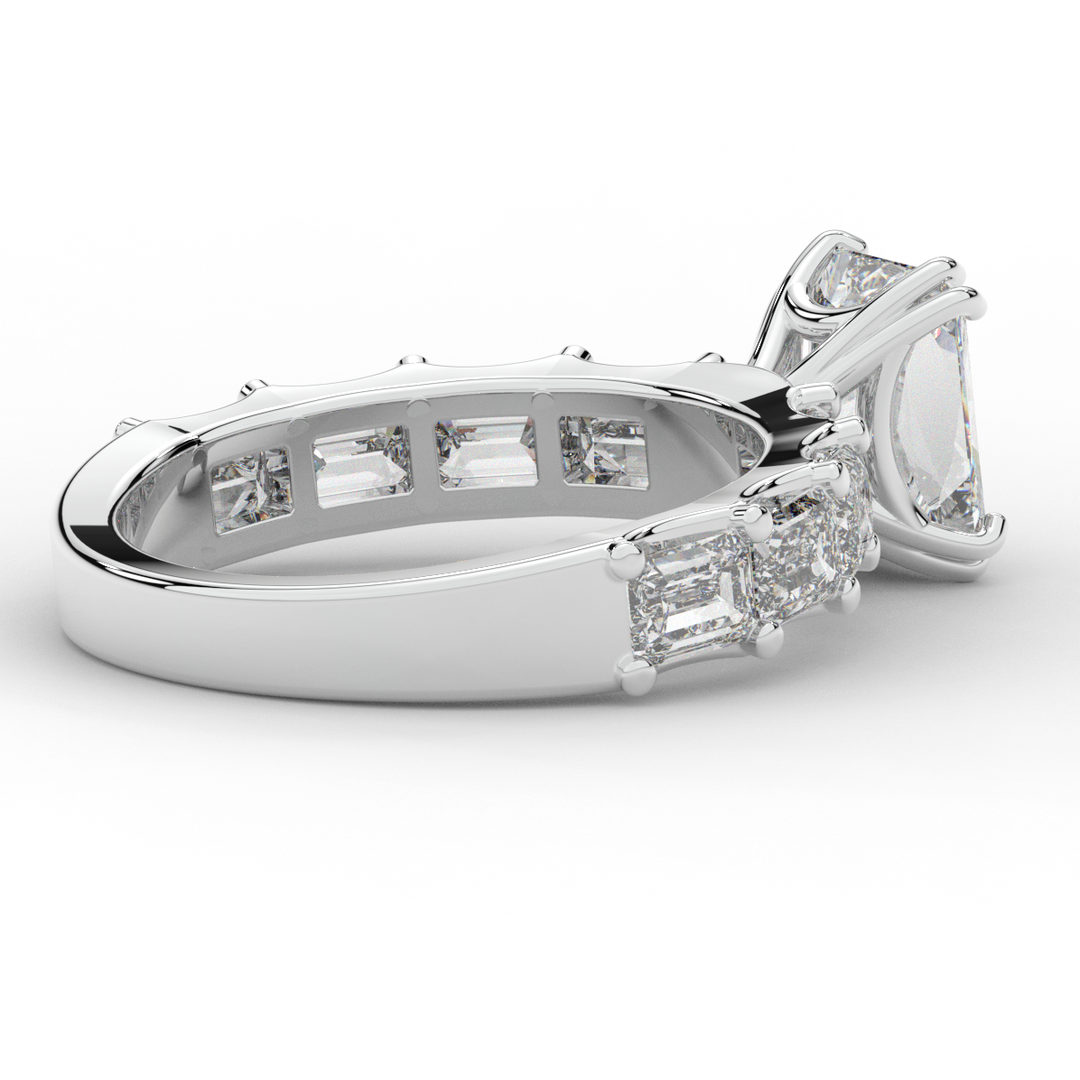 3.75CT.TW RADIANT LAB DIAMOND SOLITAIRE ENGAGEMENT RING - Nazarelle