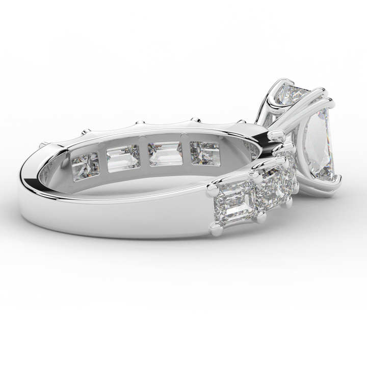 3.75CT.TW RADIANT LAB DIAMOND SOLITAIRE ENGAGEMENT RING - Nazarelle
