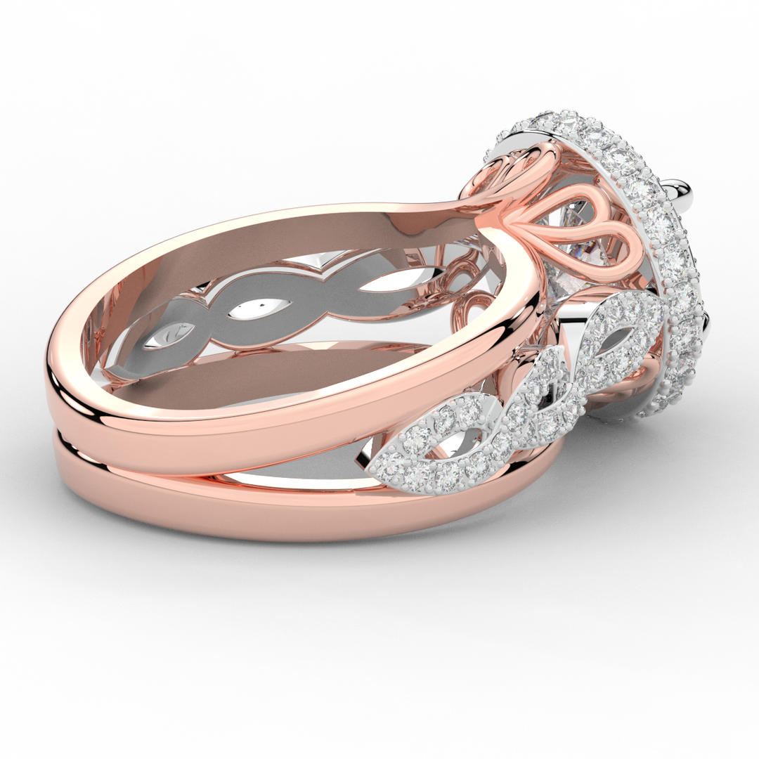 2.85CT.TW ROUND LAB DIAMOND HALO TWO TONE ENGAGEMENT RING - Nazarelle
