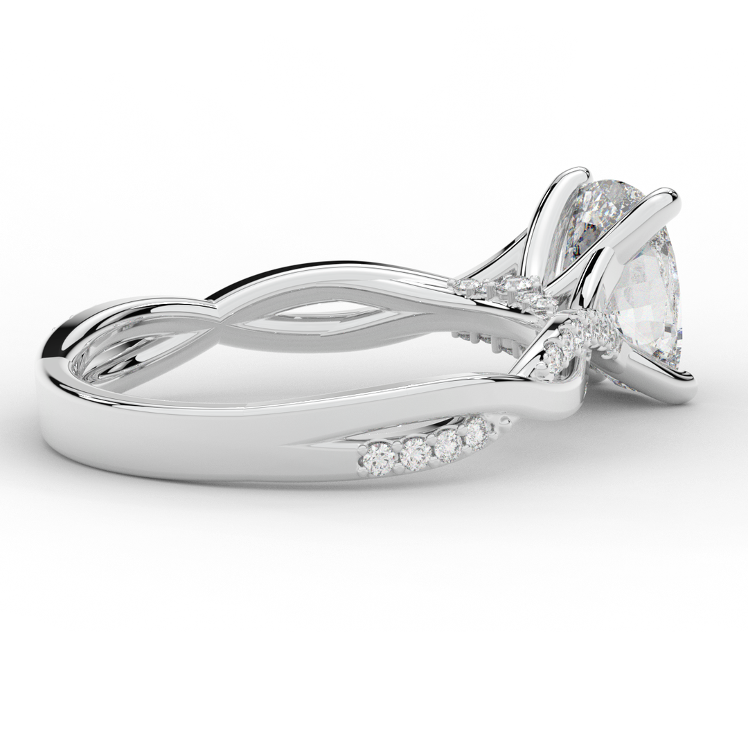 1.70CT.TW CUSHION LAB DIAMOND TWIST BAND ENGAGEMENT RING - Nazarelle