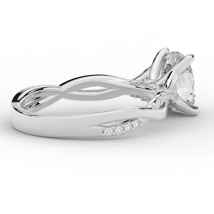 1.70CT.TW CUSHION LAB DIAMOND TWIST BAND ENGAGEMENT RING - Nazarelle