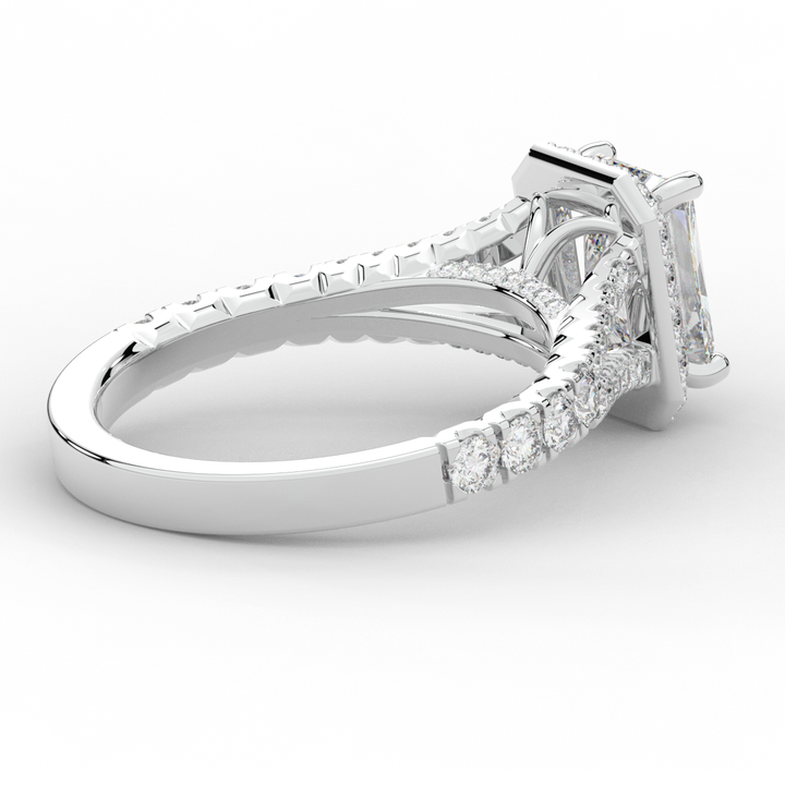 2.60CT.TW RADIANT LAB DIAMOND SPLIT SHANK HALO ENGAGEMENT RING - Nazarelle