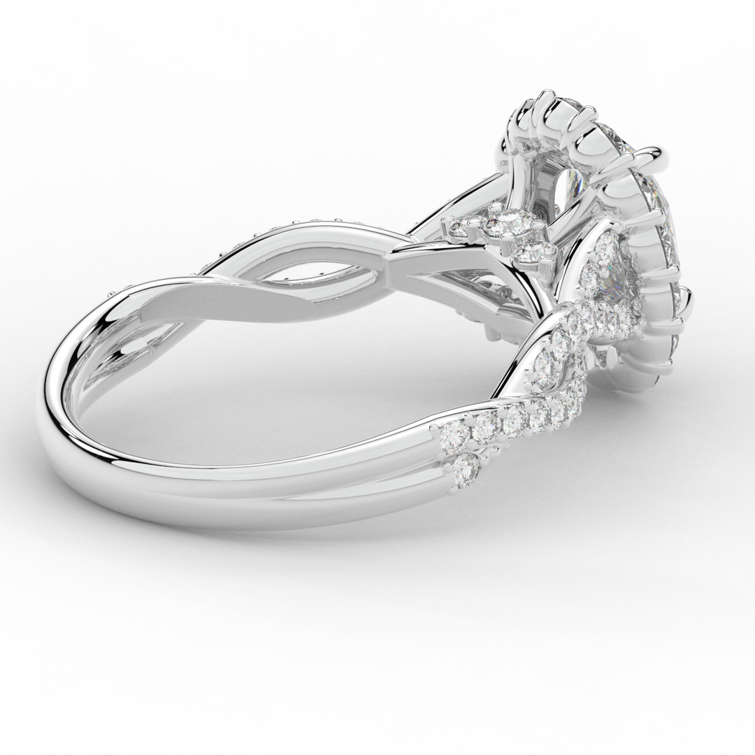 1.75CT.TW OVAL LAB DIAMOND HALO TWIST BAND ENGAGEMENT RING - Nazarelle