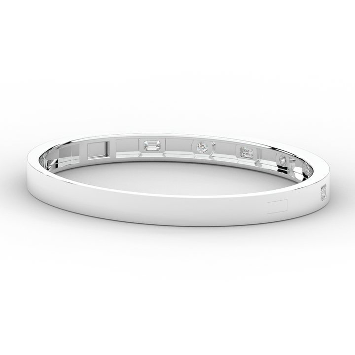 1.00CT.TW ROUND AND EMERALD CUT LAB DIAMOND BEZEL SET BANGLE - Nazarelle