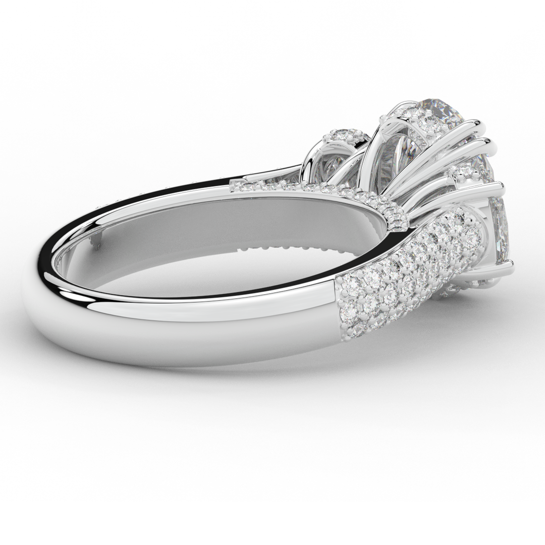 3.70CT.TW OVAL LAB DIAMOND 3 STONE ENGAGEMENT RING - Nazarelle